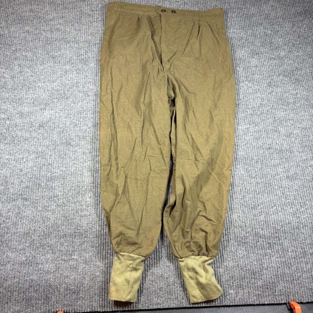 Vintage Military Wool Field Trousers Mens Size 2 Olive Drab Button Fly Cuff